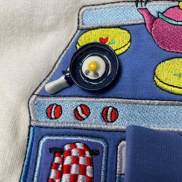 Vintage City Kids NWOT Sweatshirt One Piece Cat Kitchen Unique Embroidered 6/9 M - Picture 3 of 9